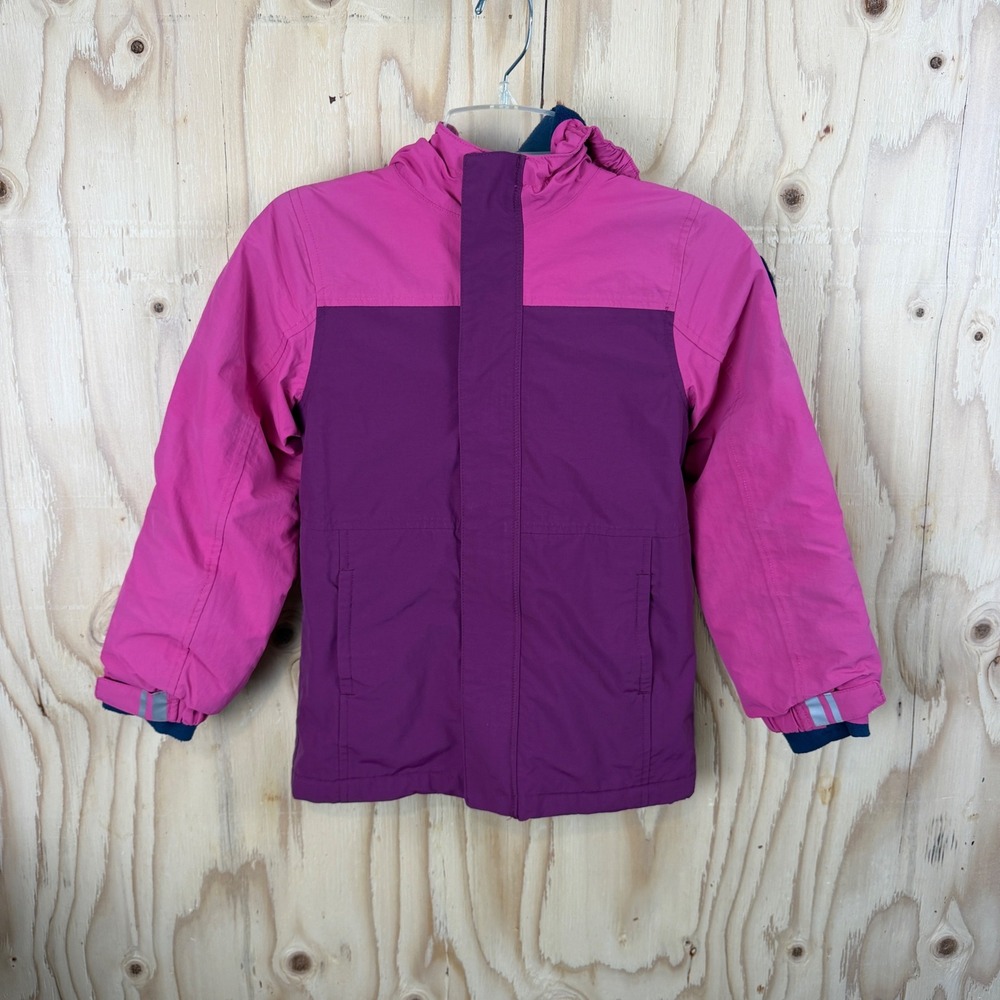 Lands End Squall Jacket Kids Small Pink Purple Grow-A-Longs Hooded